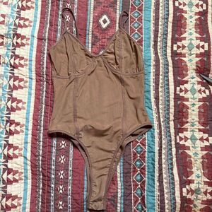 Tiger Mist Brown Sheer Bodysuit size medium